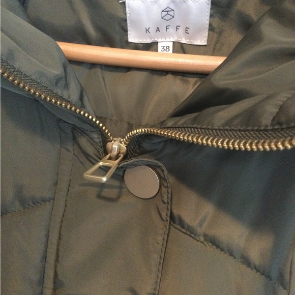 Kaffe KAjetta Puffer Jacket with Hood, Size 38, Olive Green - Picture 5 of 6